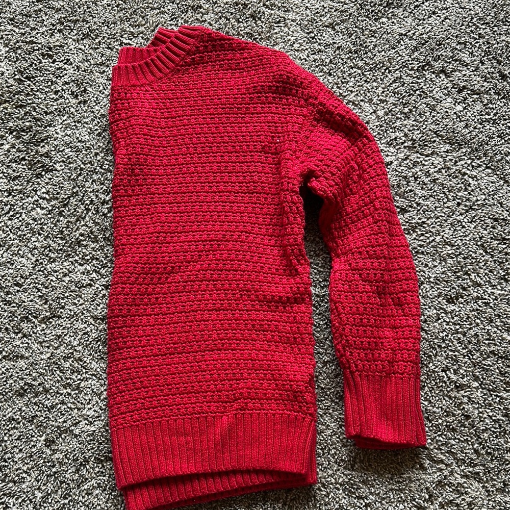 Old Navy Red Crewneck Sweater Textured Knit